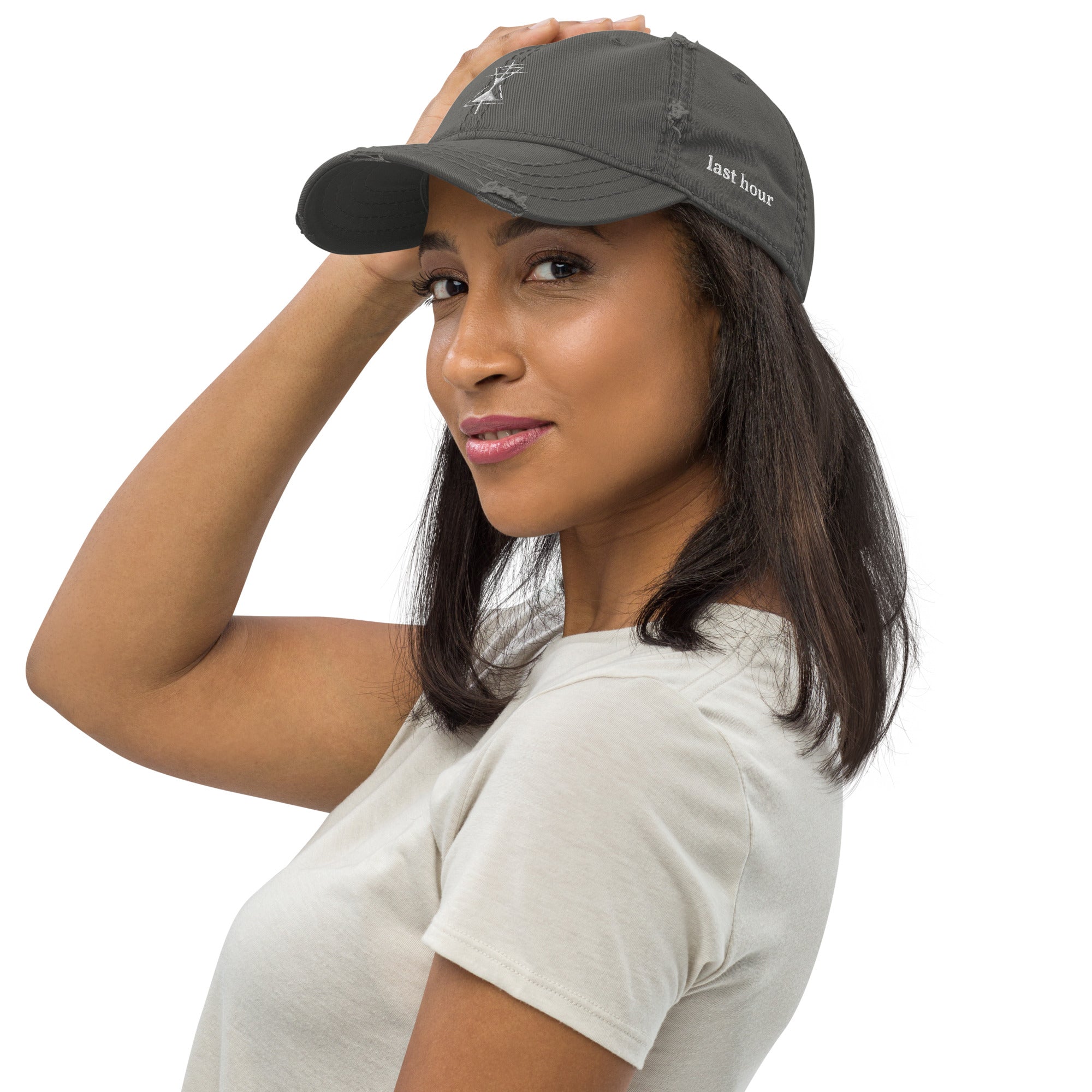 LAST HOUR - PREMIUM DISTRESSED HAT - GREY / NAVY