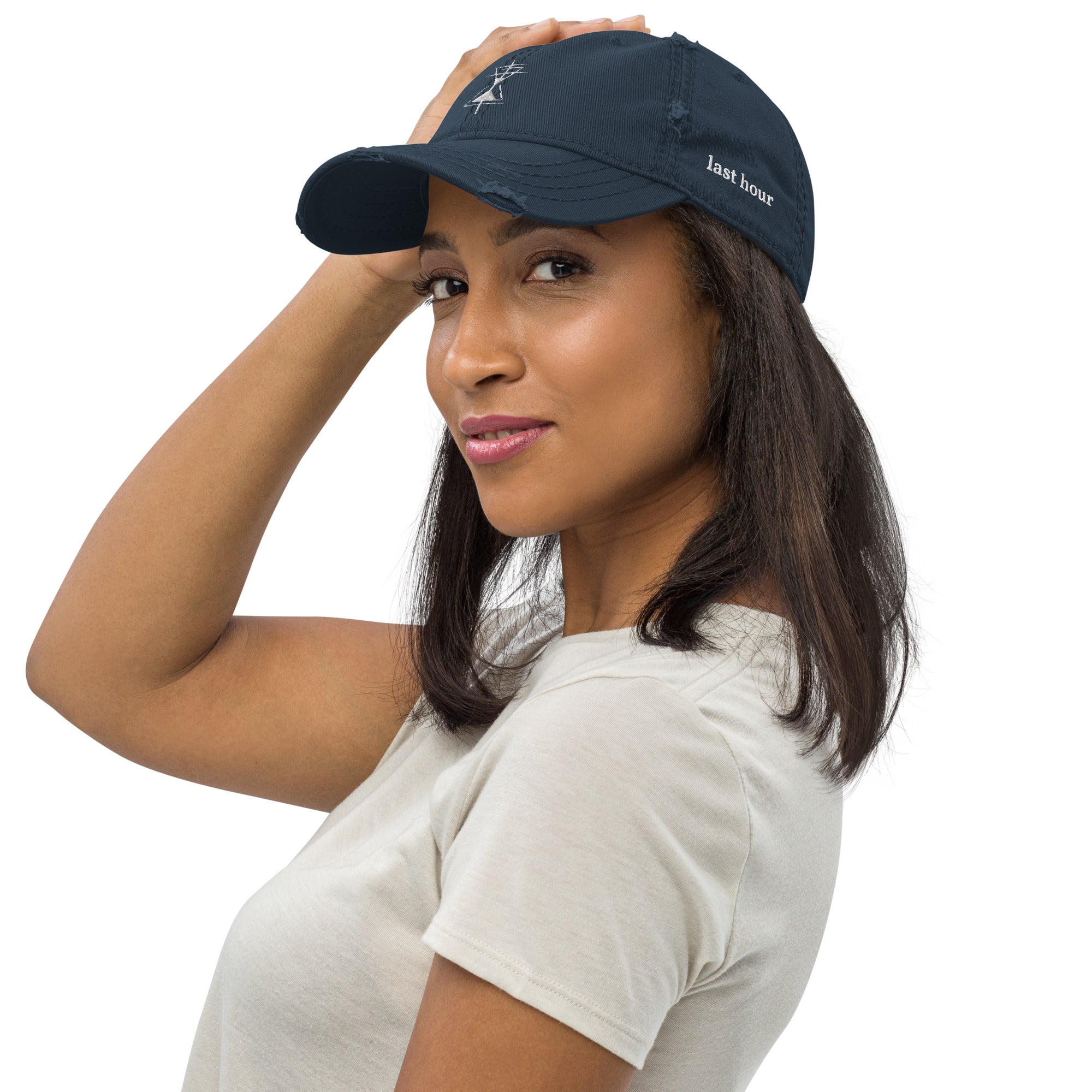 LAST HOUR - PREMIUM DISTRESSED HAT - GREY / NAVY