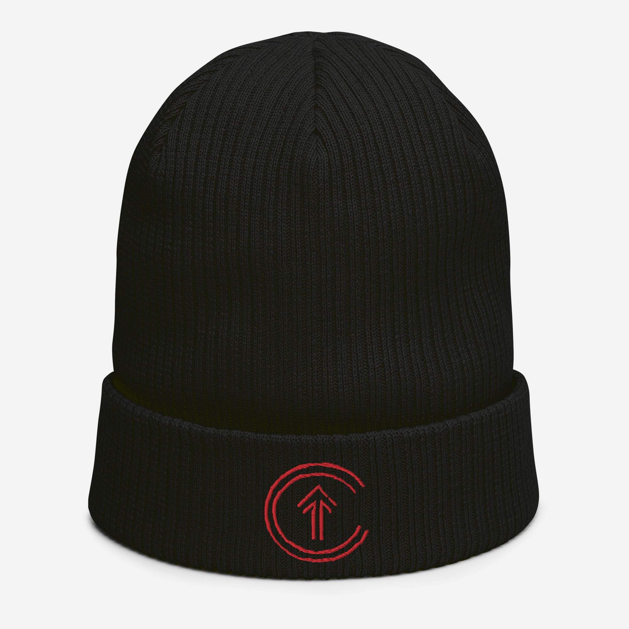 CRASHING UPWARDS - PREMIUM ORGANIC BEANIE - RED LOGO