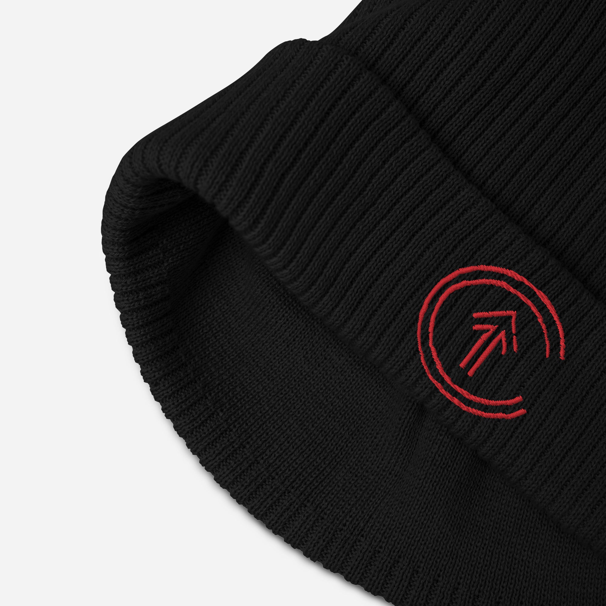 CRASHING UPWARDS - PREMIUM ORGANIC BEANIE - RED LOGO