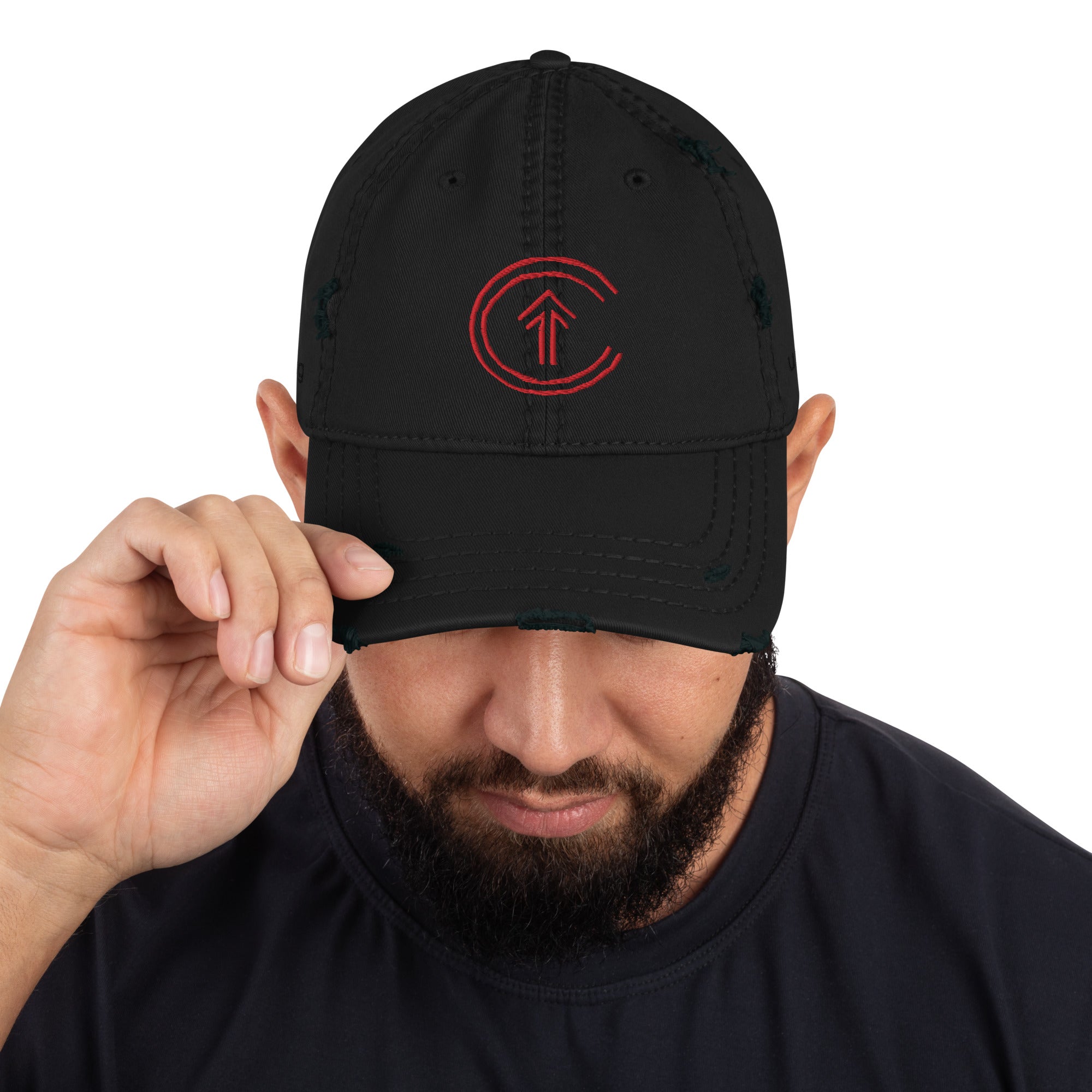 CRASHING UPWARDS - PREMIUM DISTRESSED HAT - RED LOGO